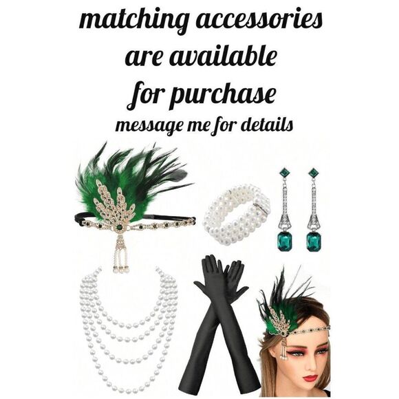 ✨💚 Flapper Great Gatsby 1920s Retro Tassel Fringe Sequin Green Dress S NEW - Picture 11 of 17